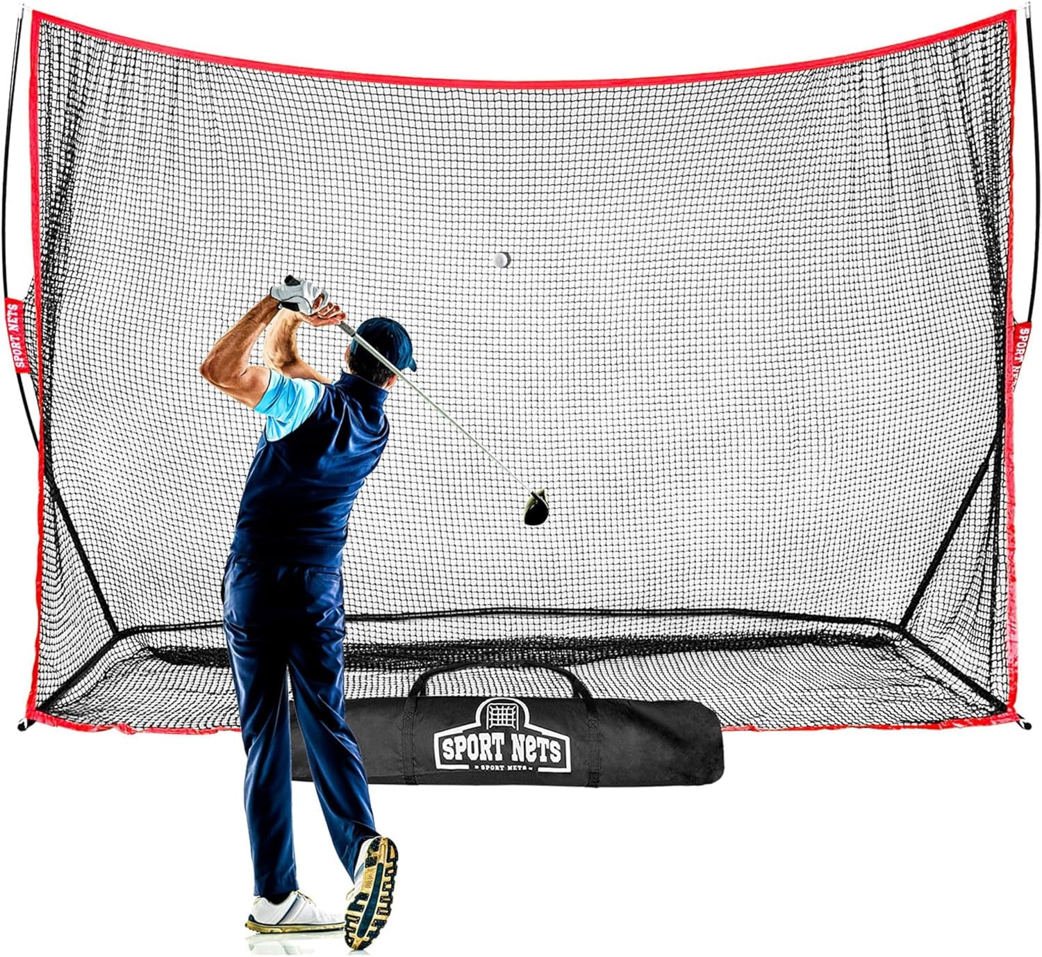 Golf Driving Practice Net, Indoor & Outdoor Ball Hitting, 10 X 7 Feet - Heavy-Duty Golf Netting for Home, Backyard, and Garage Training