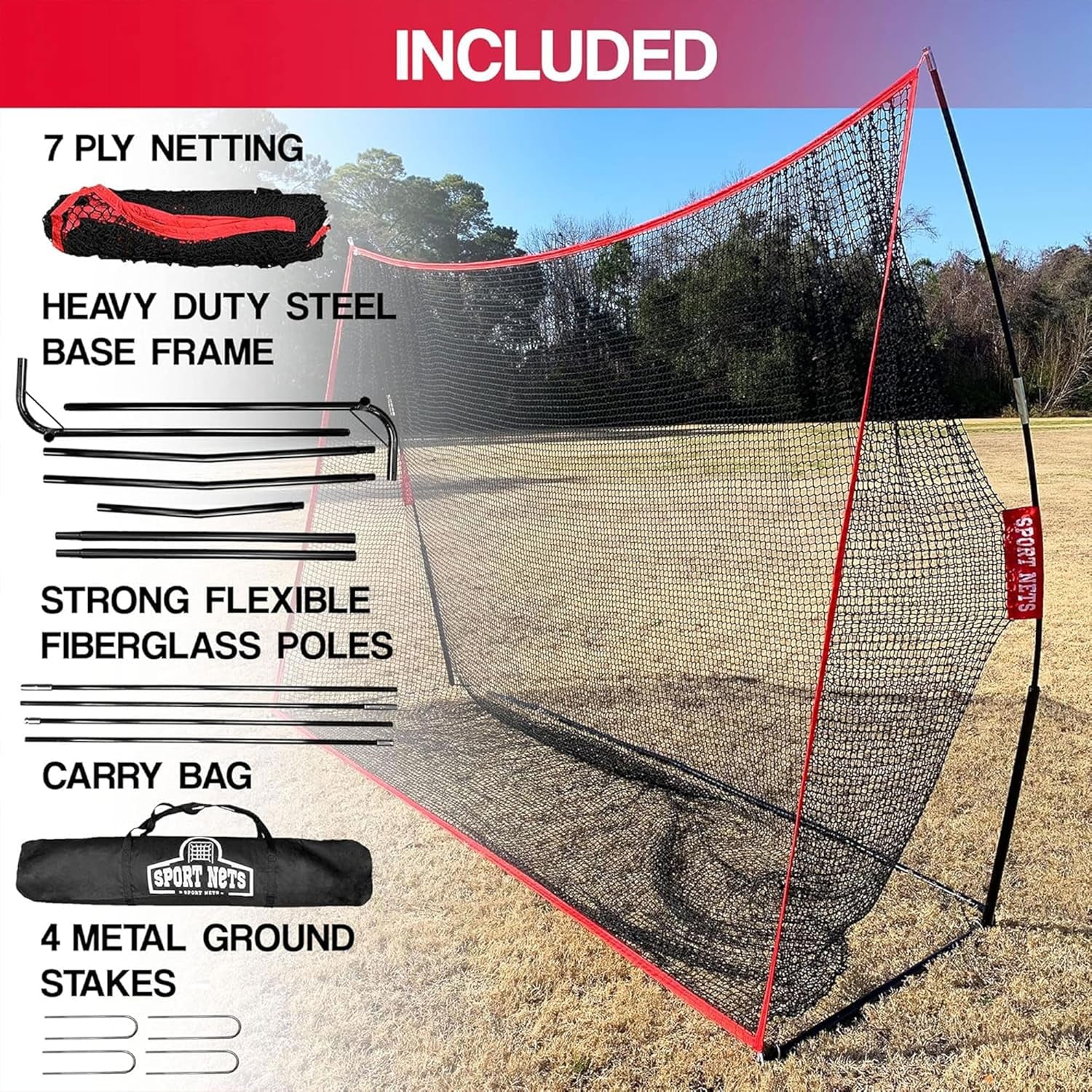 Golf Driving Practice Net, Indoor & Outdoor Ball Hitting, 10 X 7 Feet - Heavy-Duty Golf Netting for Home, Backyard, and Garage Training